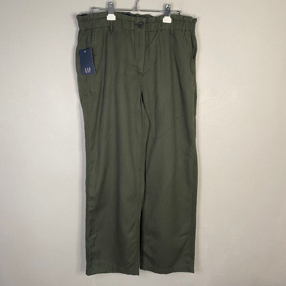 Chino green Pants Gap High-Rise Easy Twill Paperbag Waist Olive Green NWT